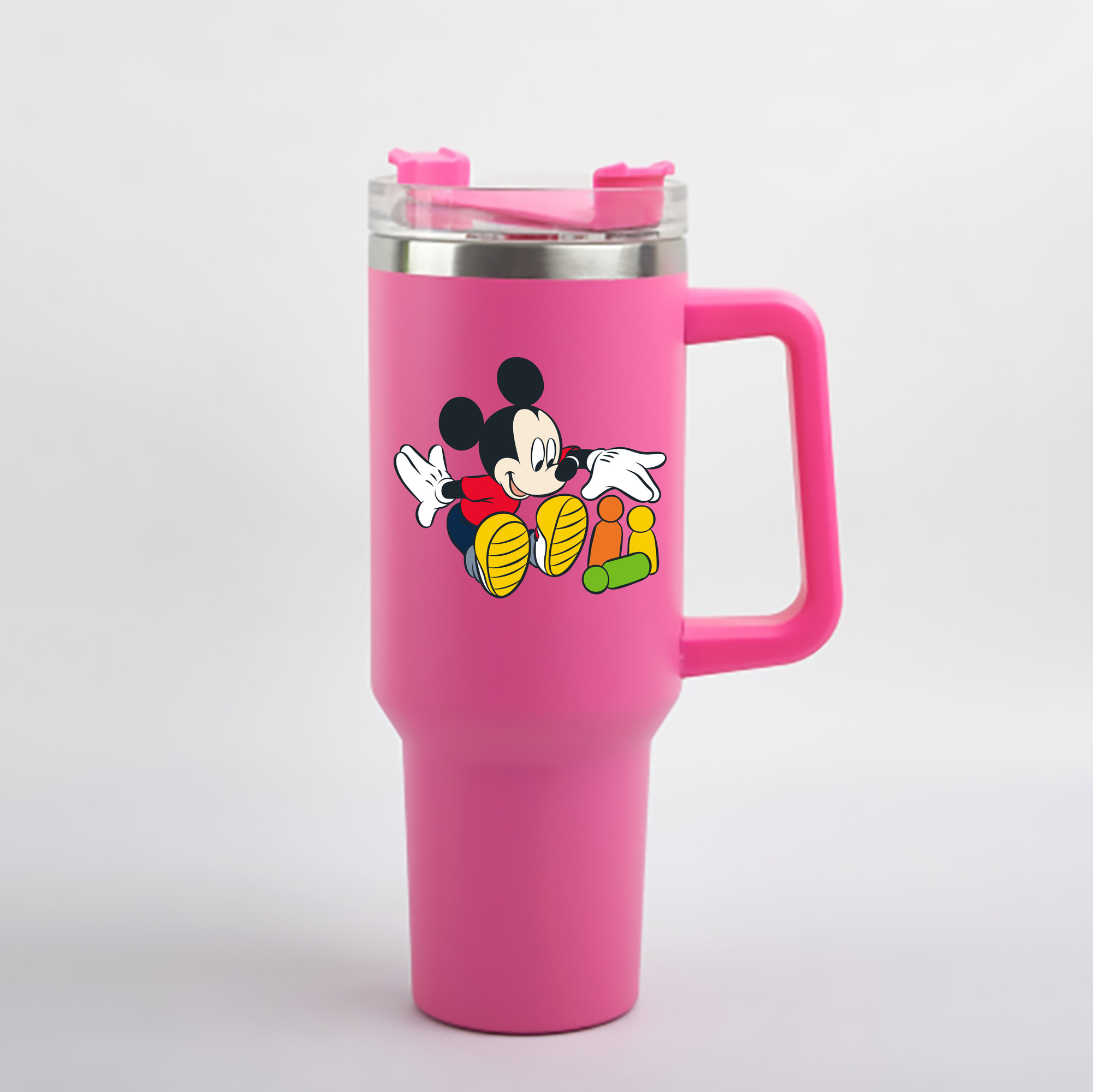 （画像用） ミッキーマウス Mickey Mouse 1200mL車用タンブラー - クリスタルステッカー（プラスチックストロー付き）